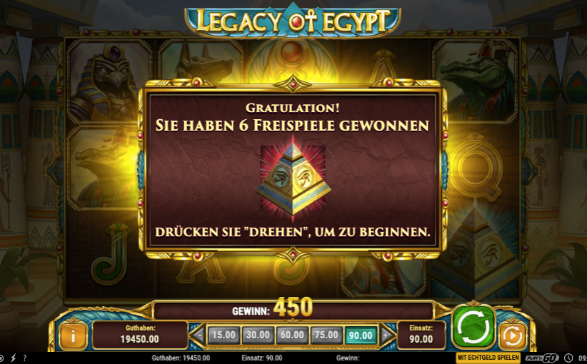Legacy of Egypt Slot Spieloberfl&auml;che